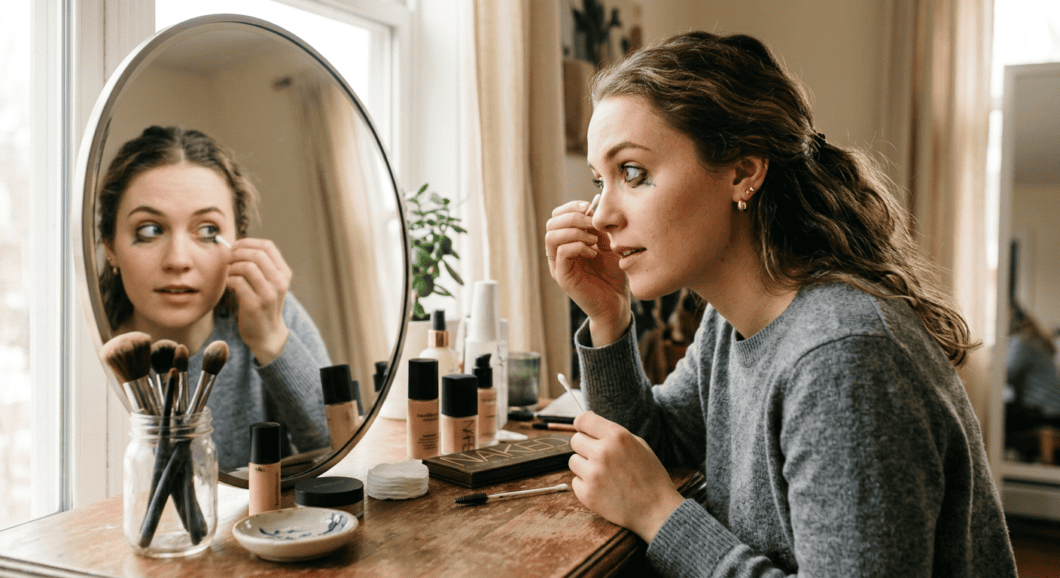 Professional photograph natural lighting high quality composition Scene depicting Makeup
