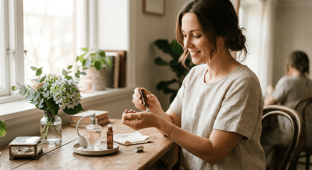 Professional photograph natural lighting high quality composition Scene depicting Perfume