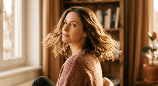 Professional photograph natural lighting high quality composition A woman turning