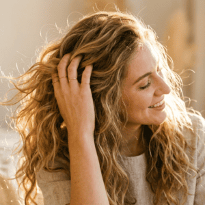 Professional photograph natural lighting high quality composition A woman tilts
